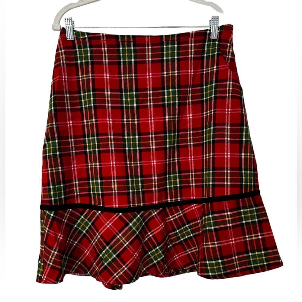 Hanna Andersson Red and Green Plaid A-Line Skirt